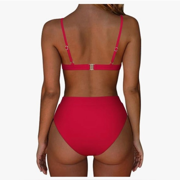 SUUKSESS Red Women High Waisted High Cut Bikini Set Sexy Triangle Small New - Picture 2 of 6